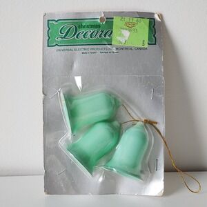 VTG Glass Bell Christmas Ornaments Mint Green 1988 Set Of 3 2" Decor Seafoam New